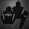 Northern Threads Men's 306 Bunnyhug in black with NT arch graphic and compass sleeve detail